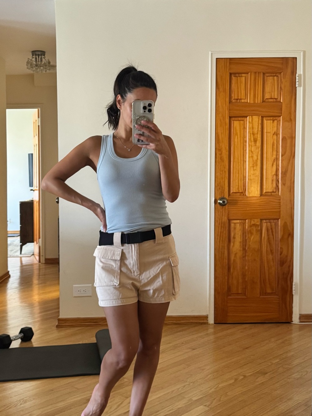 Aritzia Beige Cargo Shorts with Utility Pockets